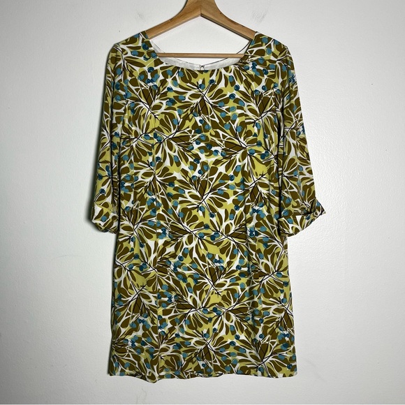 J. Jill Shift Dress 3/4 Sleeve Boat Neck‎ Blueberry Print Mini Dress size 8P - Picture 1 of 13